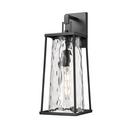 60W Incandescent 1-Light 19.75in. Outdoor Wall Sconce in Black / Clear Water?Textured Glass 