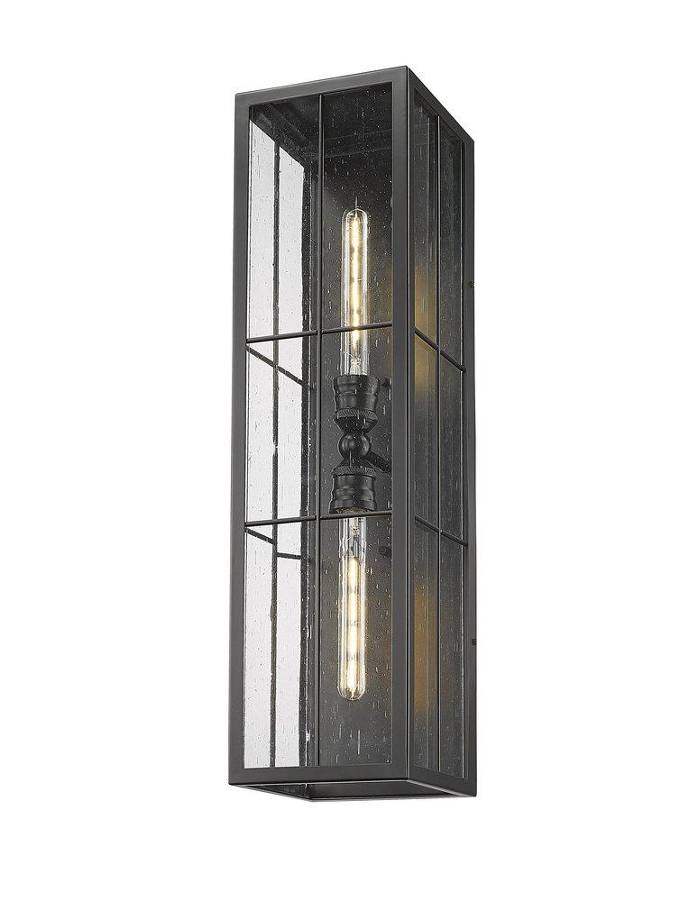 2-Light Outdoor Wall Lantern in Powder Coated Black Finish 