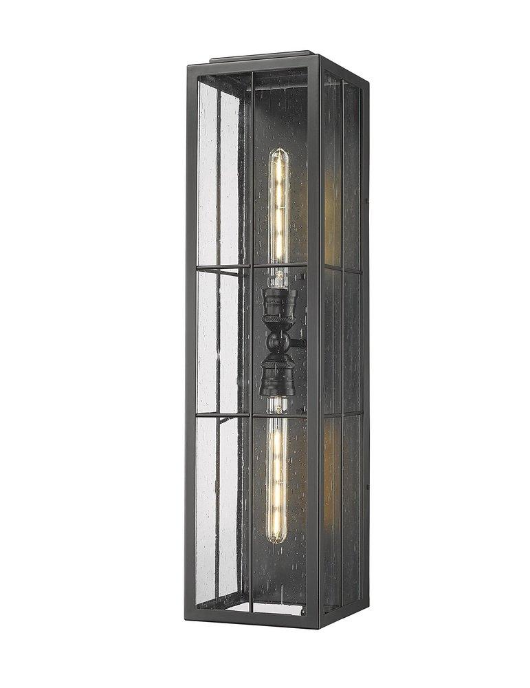 2-Light Outdoor Wall Lantern in Powder Coated Black Finish 