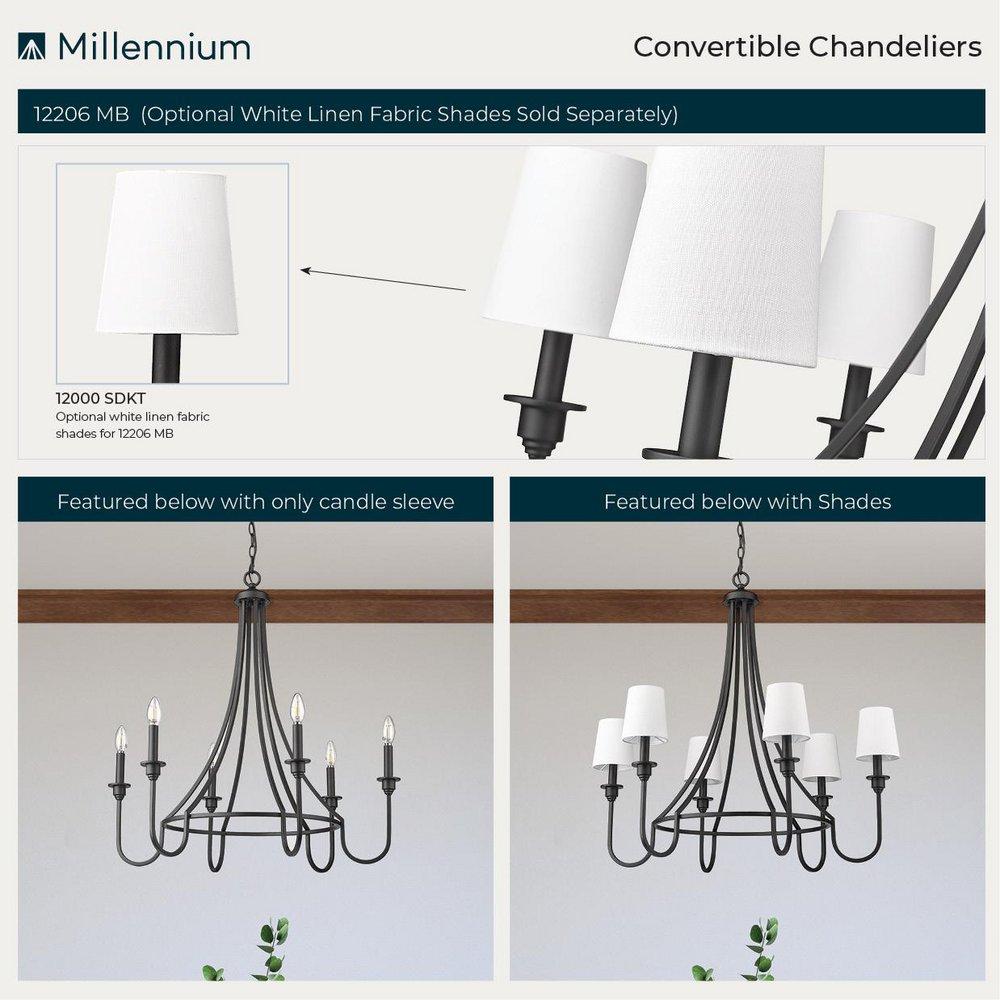 Millennium Lighting Matte Black 6-Light Chandelier Ceiling Light 