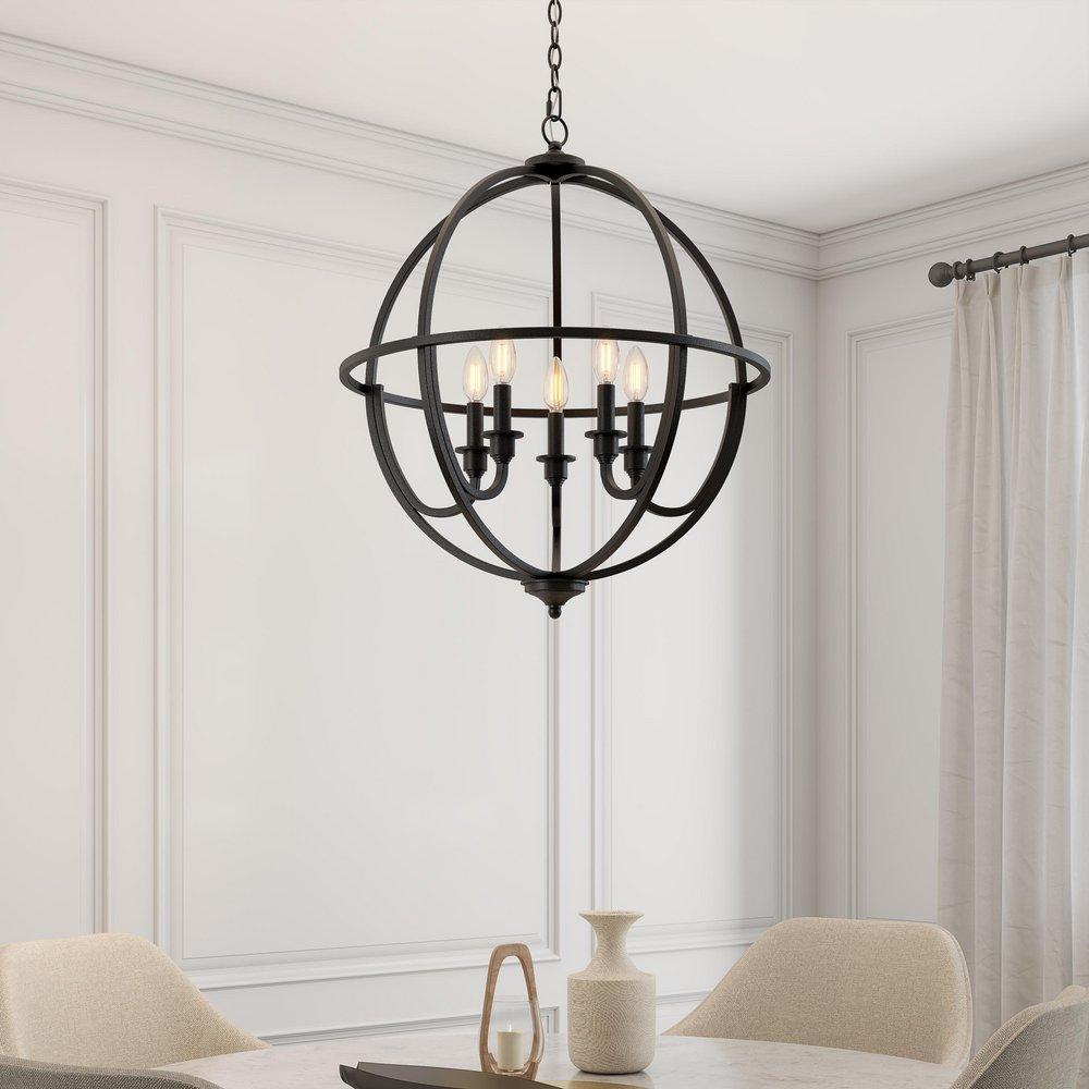 Millennium Lighting Matte Black 5-Light Chandelier Ceiling Light 