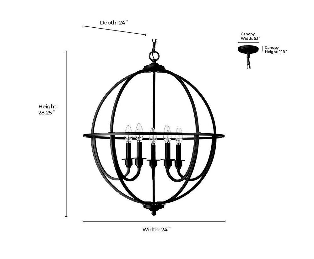 Millennium Lighting Polished Nickel 5-Light Chandelier Ceiling Light 