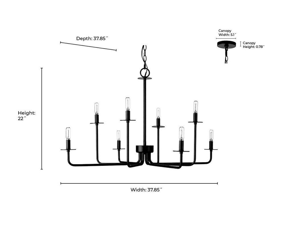 Millennium Lighting Matte Black 8-Light Chandelier Ceiling Light 
