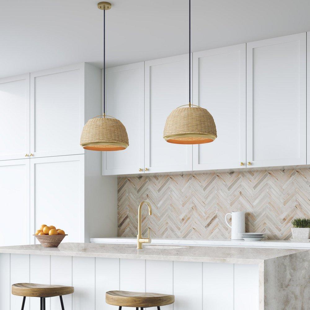 1-Light Pendant Light in Vintage Brass 