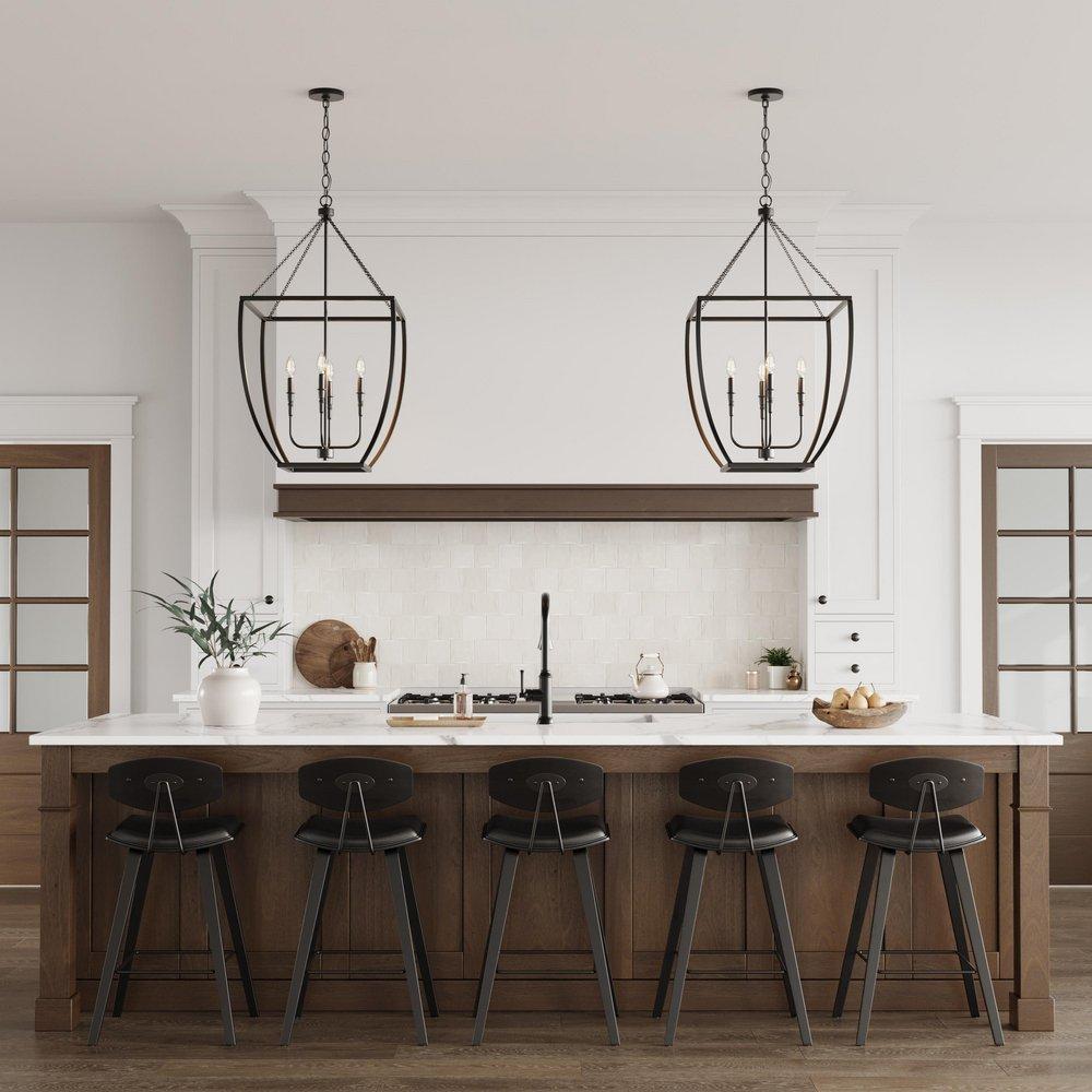 4-Light Pendant Light in Matte Black 
