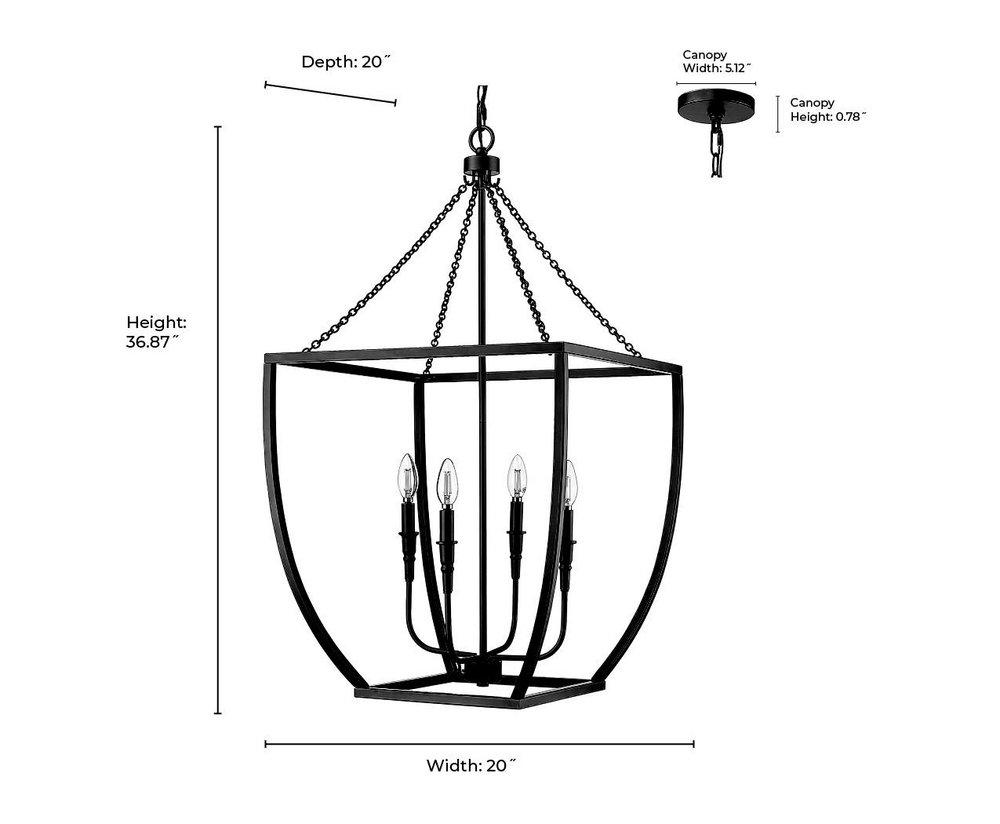 4-Light Pendant Light in Matte Black 