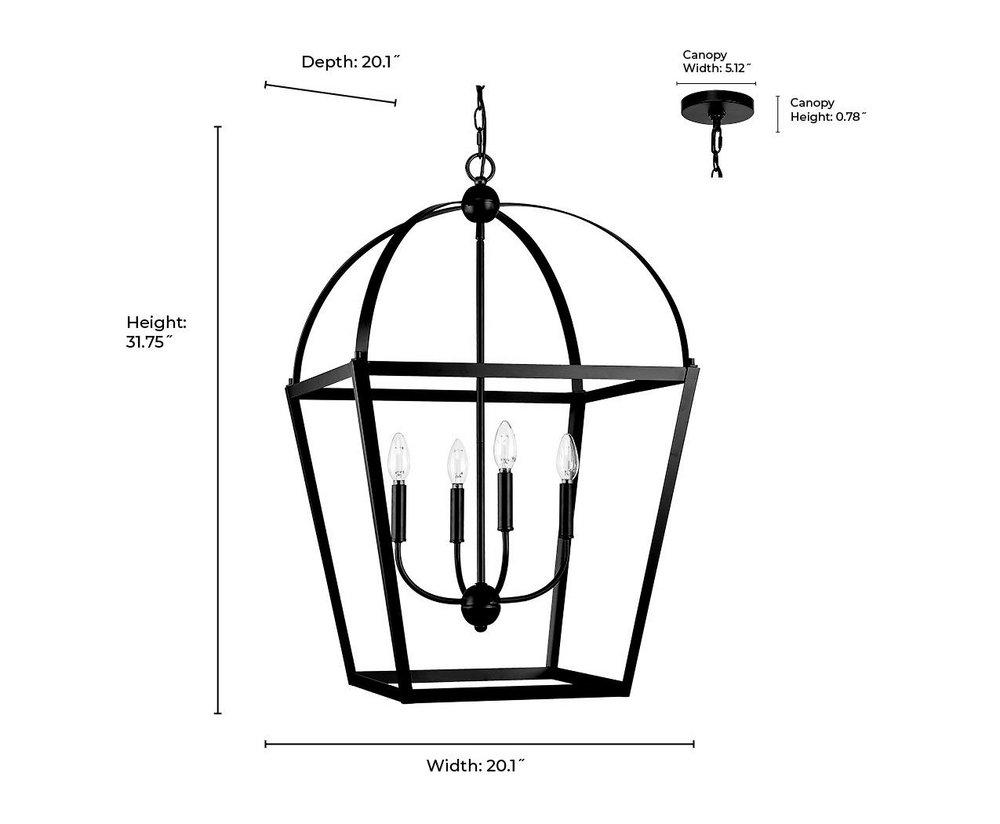 4-Light Pendant Light in Matte Black 