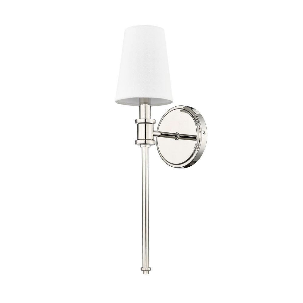 1-Light Wall Sconce in Polished Nickel 