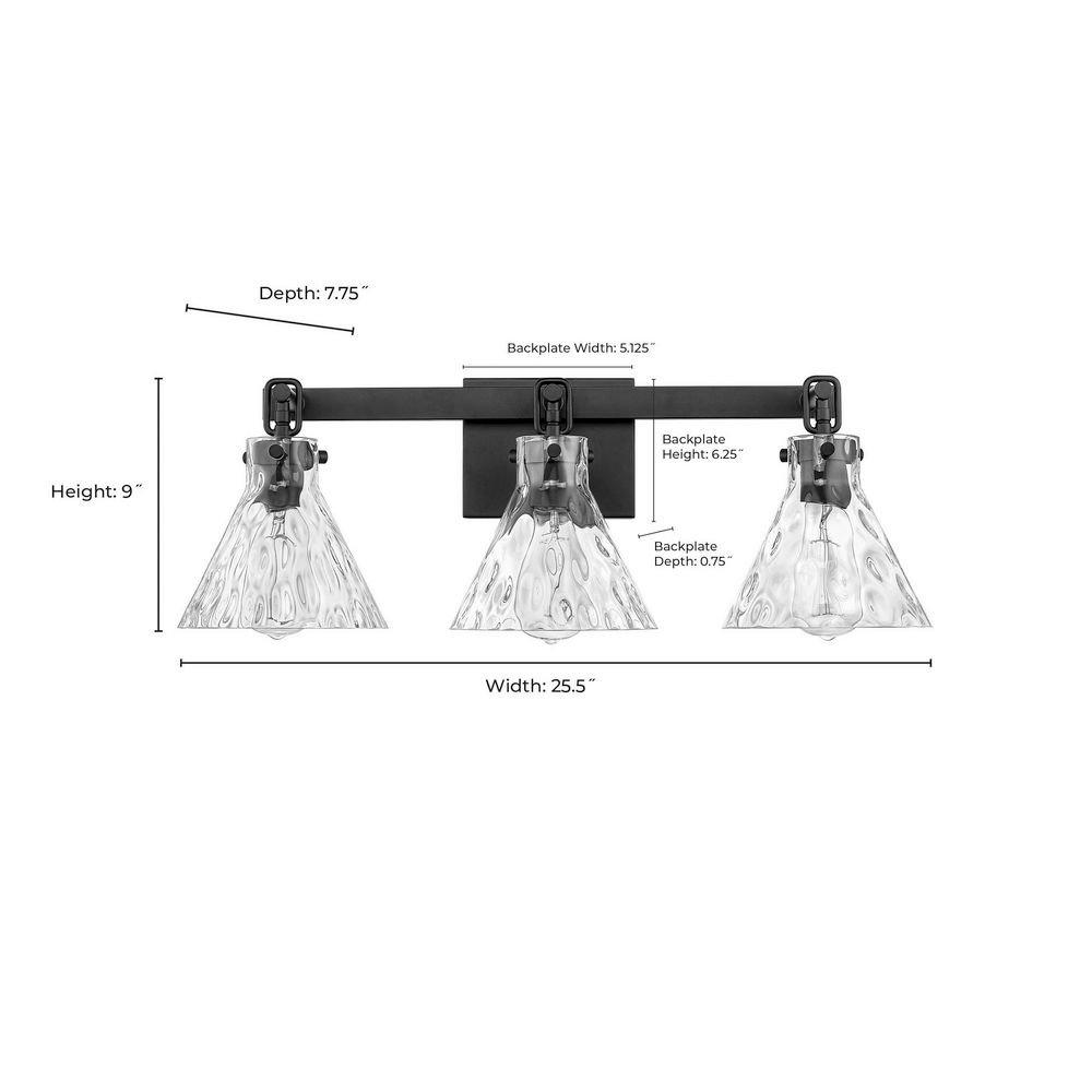 3-Light Vanity Fixture in Matte Black 