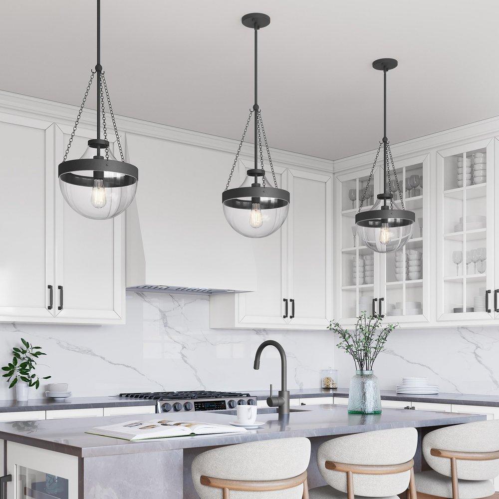 1-Light Pendant Light in Matte Black 