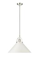 1-Light Pendant Light in Polished Nickel/Matte White 