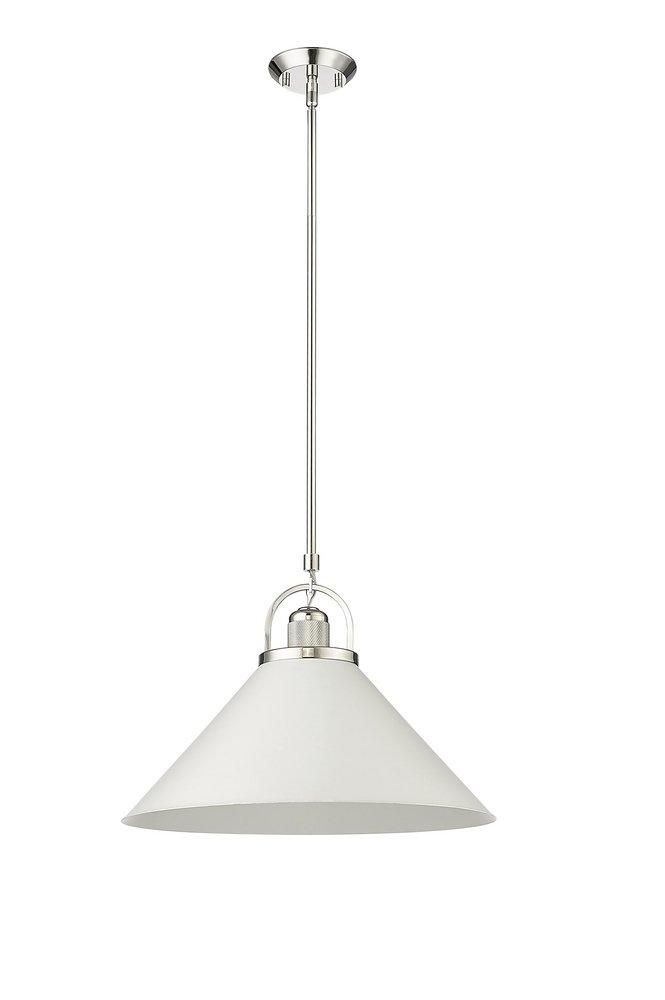 1-Light Pendant Light in Polished Nickel/Matte White 