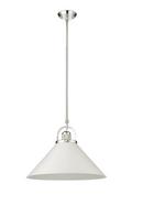 1-Light Pendant Light in Polished Nickel/Matte White 