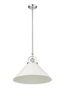 1-Light Pendant Light in Polished Nickel/Matte White 
