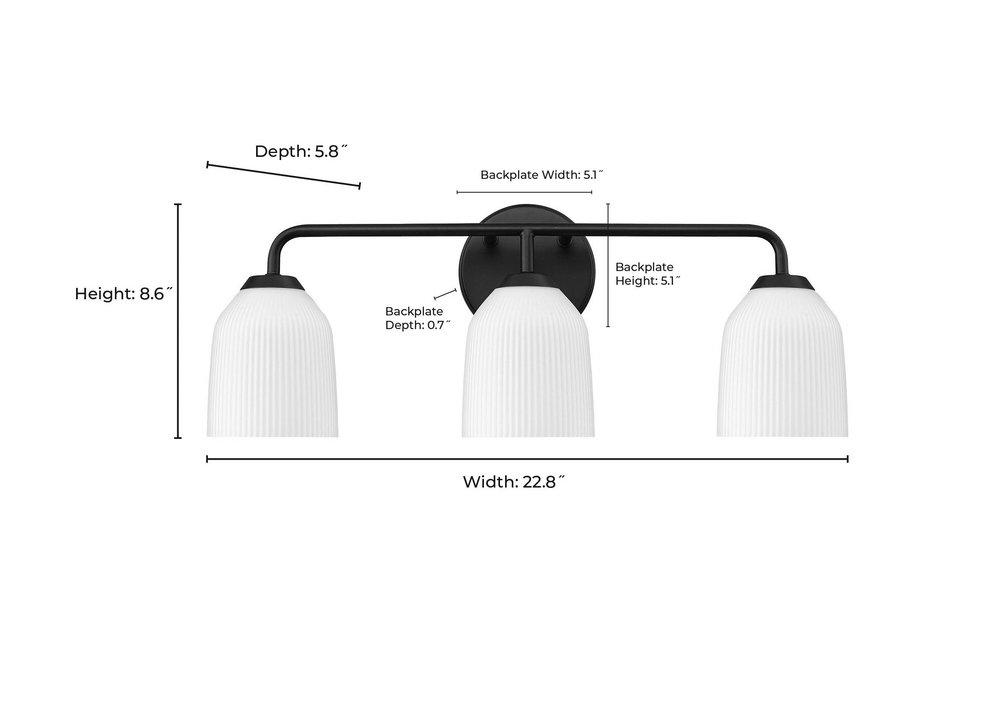 3-Light Vanity Fixture in Matte Black 