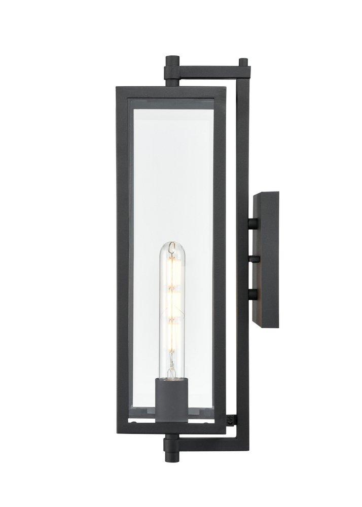 1-Light Outdoor Wall Sconce in Textured Black 