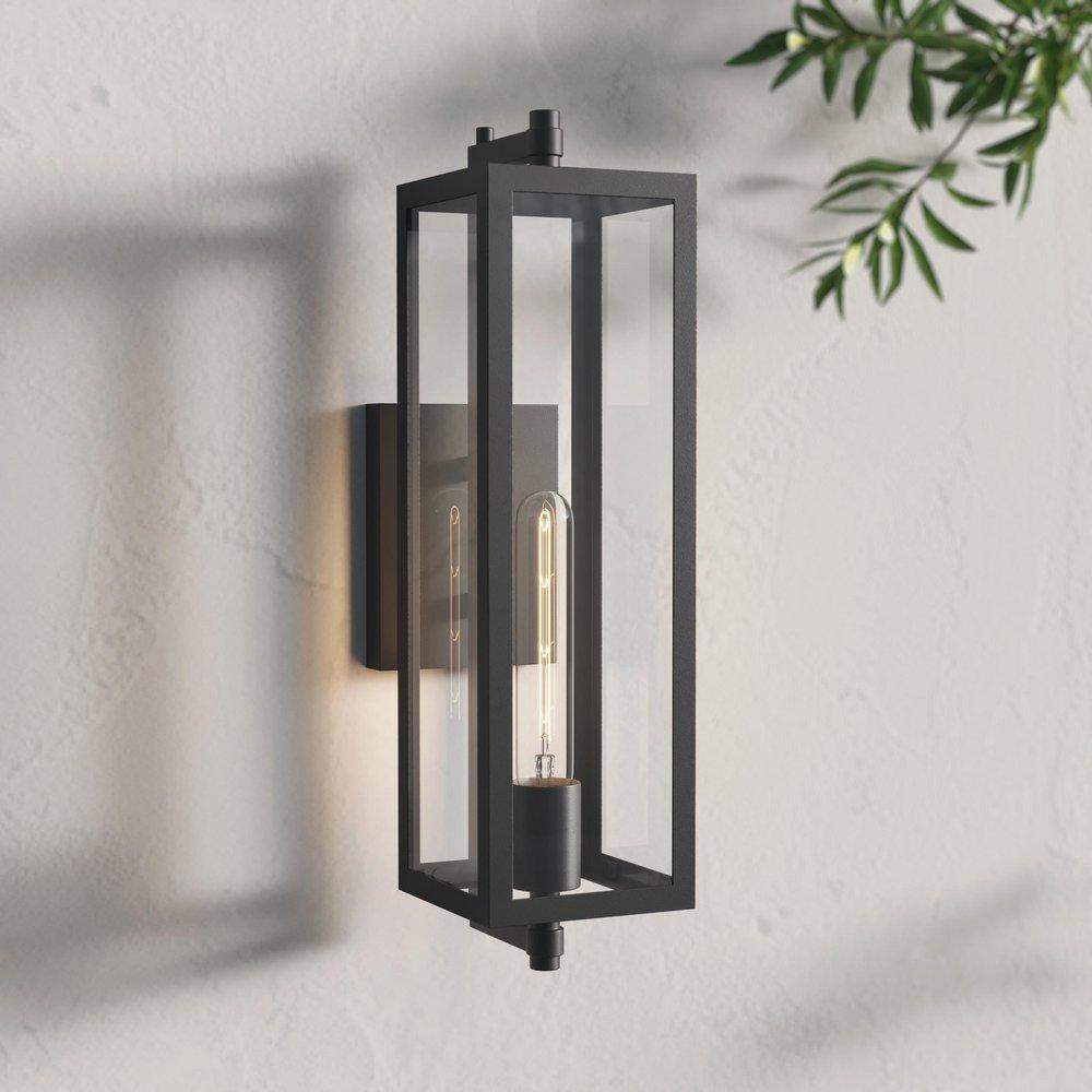 1-Light Outdoor Wall Sconce in Textured Black 