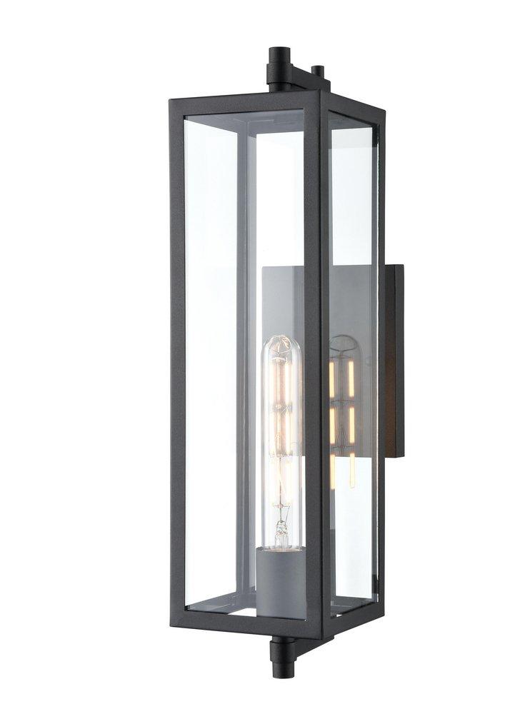 1-Light Outdoor Wall Sconce in Textured Black 