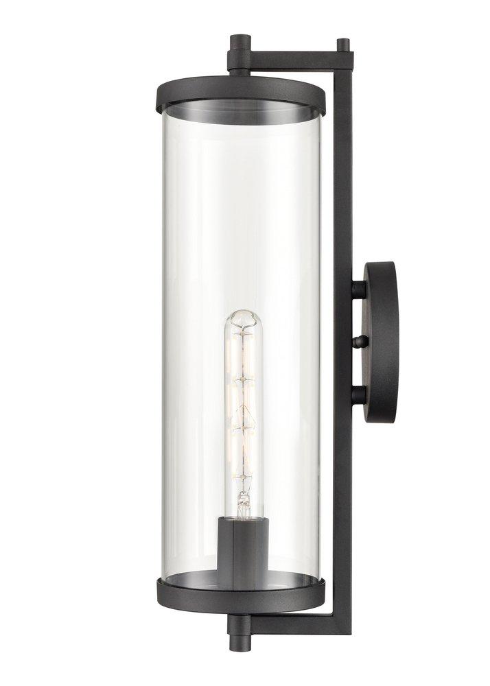 1-Light Outdoor Wall Sconce in Textured Black 