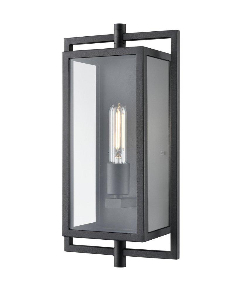 1-Light Outdoor Wall Sconce in Textured Black 