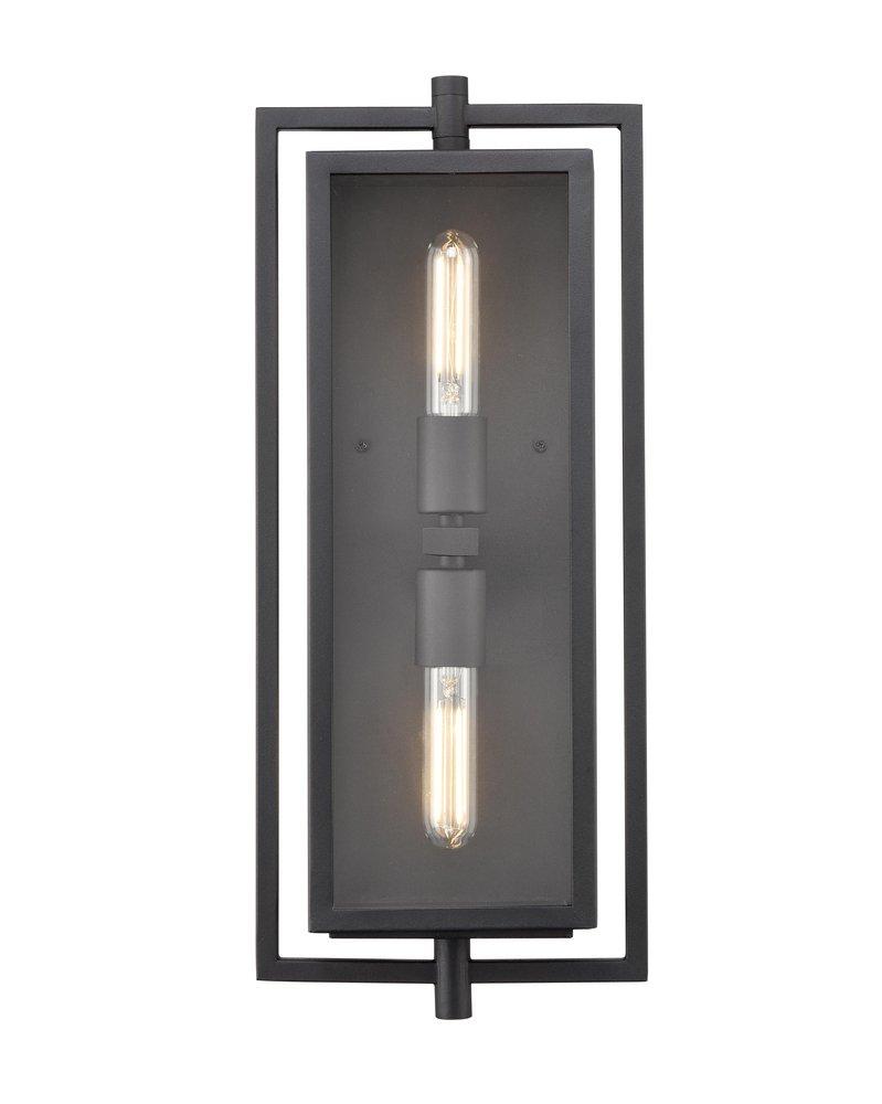 2-Light Outdoor Wall Sconce in Textured Black 