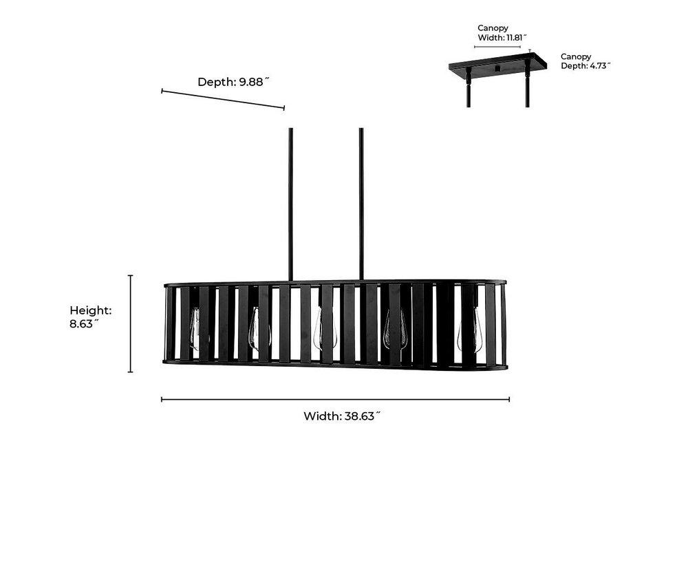 5-Light Chandelier Ceiling Light in Antique Silver 