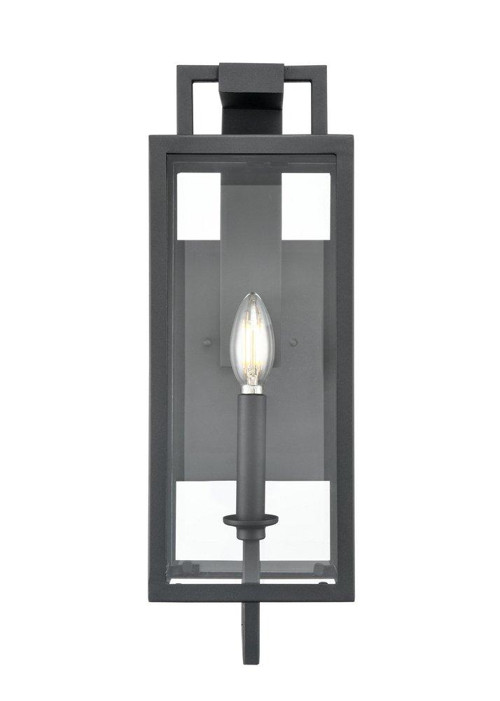 1-Light Outdoor Wall Sconce in Textured Black 