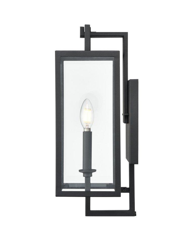 1-Light Outdoor Wall Sconce in Textured Black 