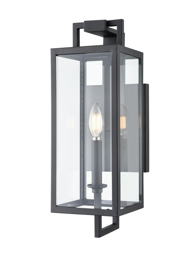 1-Light Outdoor Wall Sconce in Textured Black 