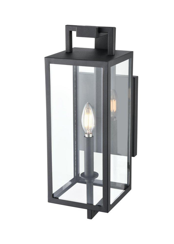 1-Light Outdoor Wall Sconce in Textured Black 