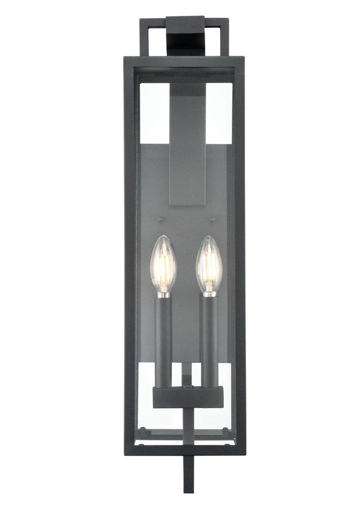 2-Light Outdoor Wall Sconce in Textured Black 