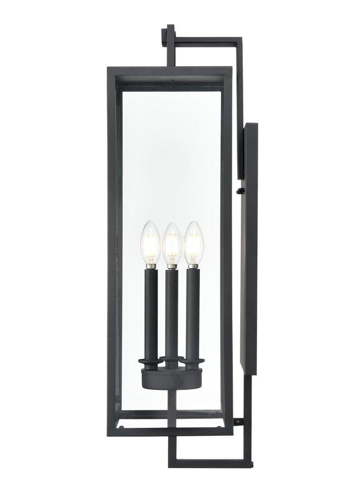 3-Light Outdoor Wall Sconce in Textured Black 