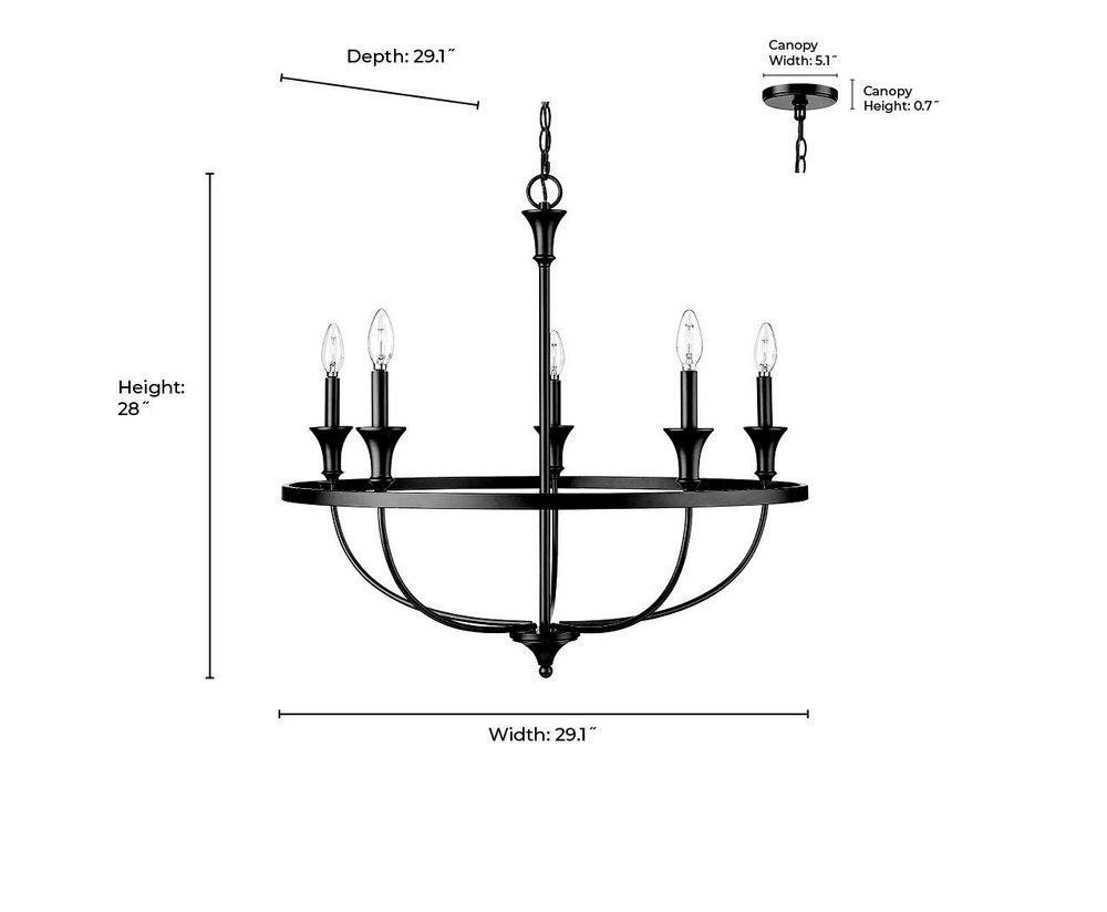 Millennium Lighting Brushed Nickel 5-Light Chandelier Ceiling Light 