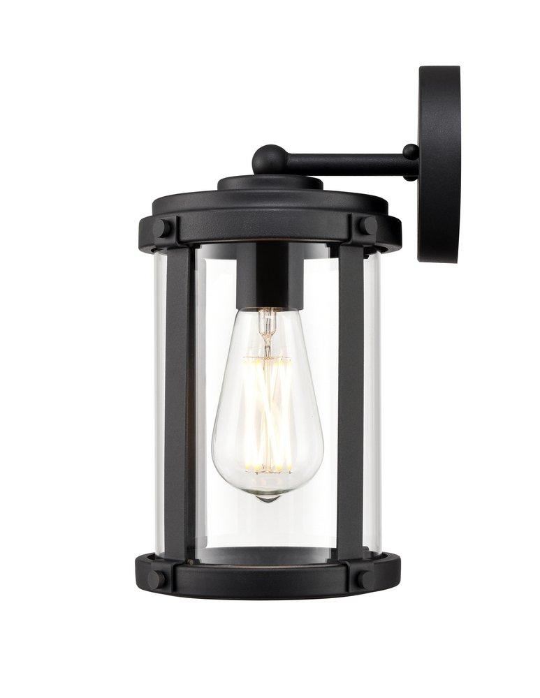1-Light Outdoor Wall Sconce in Textured Black 