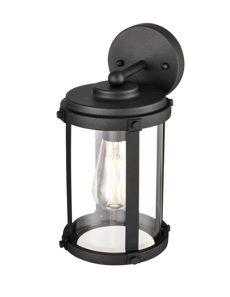 1-Light Outdoor Wall Sconce in Textured Black 