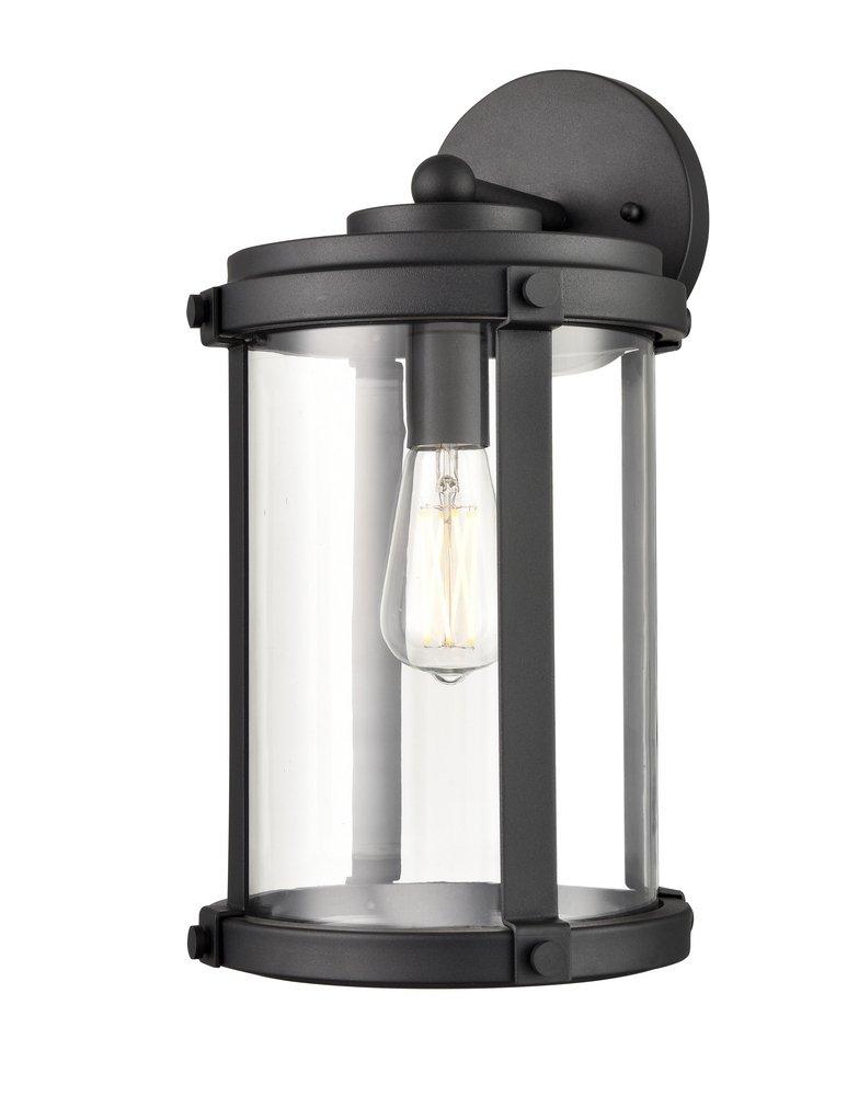 1-Light Outdoor Wall Sconce in Textured Black 