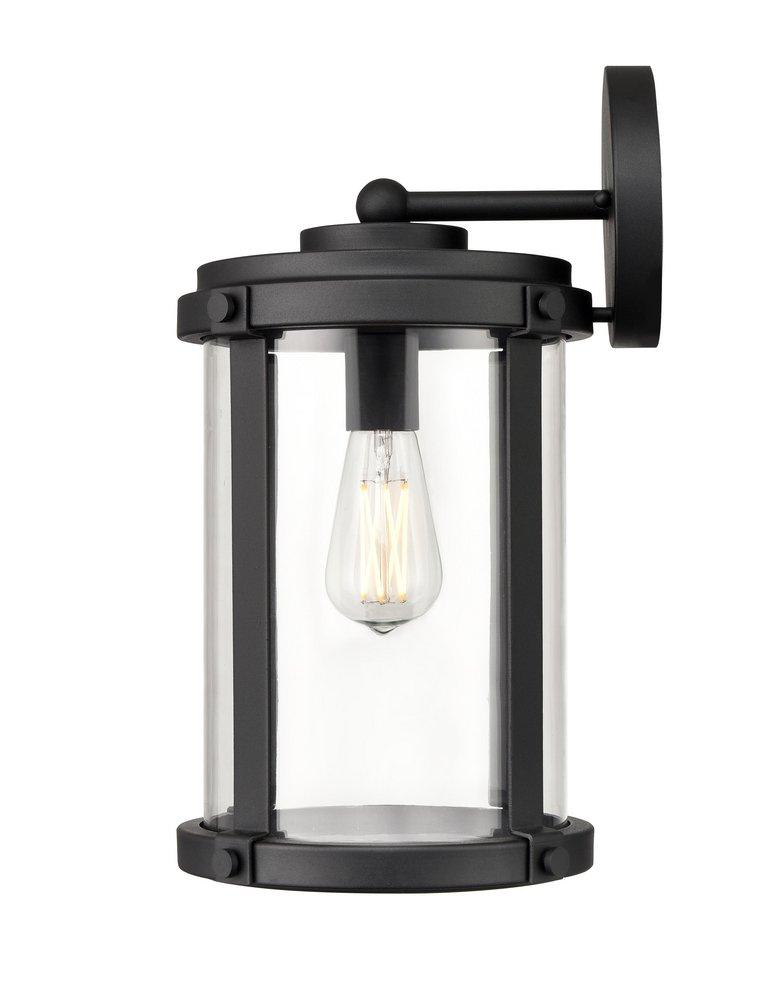 1-Light Outdoor Wall Sconce in Textured Black 