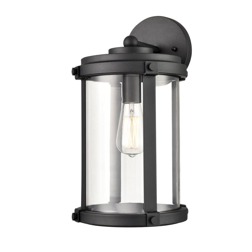 1-Light Outdoor Wall Sconce in Textured Black 