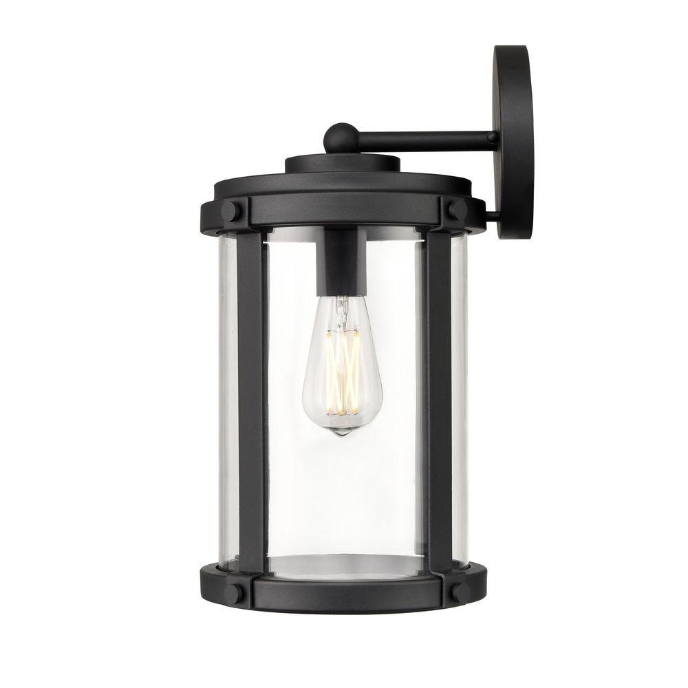 1-Light Outdoor Wall Sconce in Textured Black 