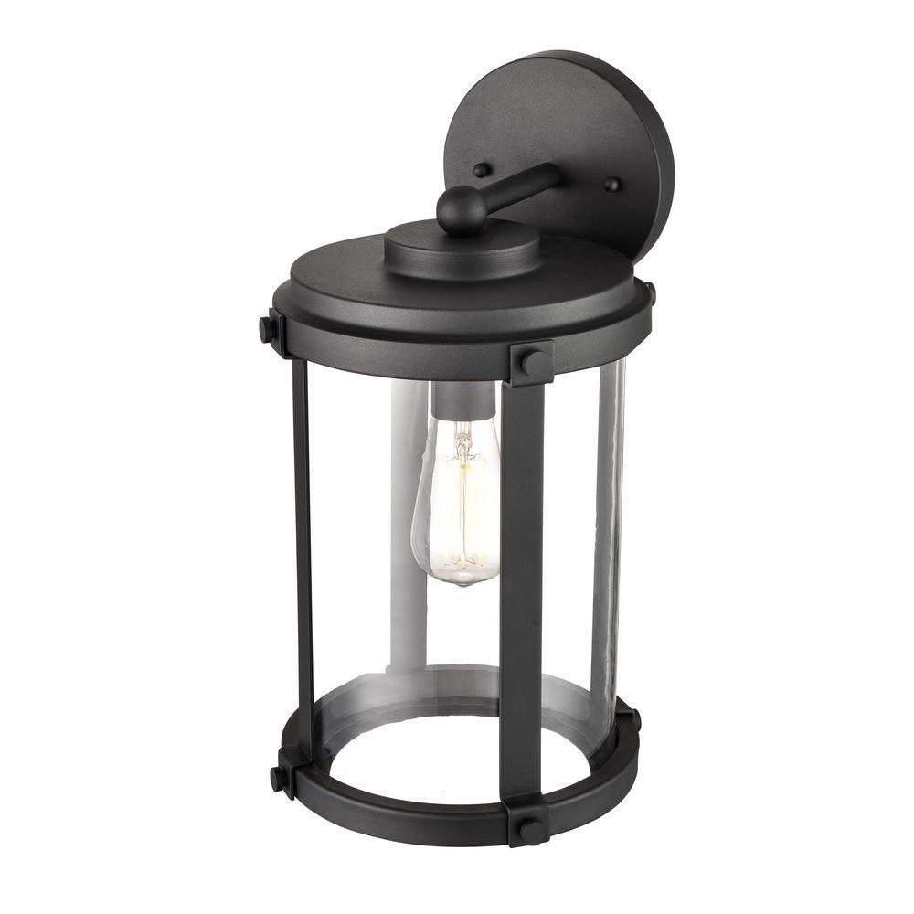 1-Light Outdoor Wall Sconce in Textured Black 