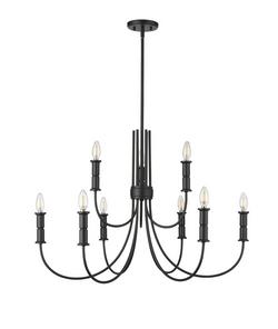 9-Light Chandelier Ceiling Light in Matte Black