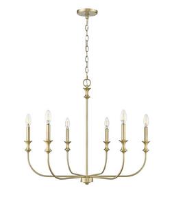 6-Light Chandelier Ceiling Light in Vintage Brass