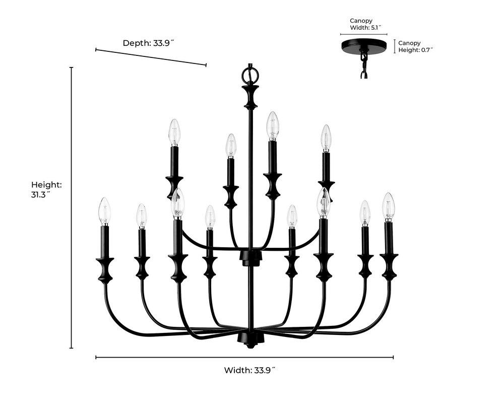 Millennium Lighting Vintage Brass 12-Light Chandelier Ceiling Light 