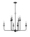 8-Light 34in. Wide Taper Candle Style Chandelier in Matte Black