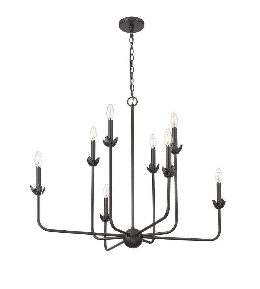 8-Light Chandelier Ceiling Light in Matte Black 
