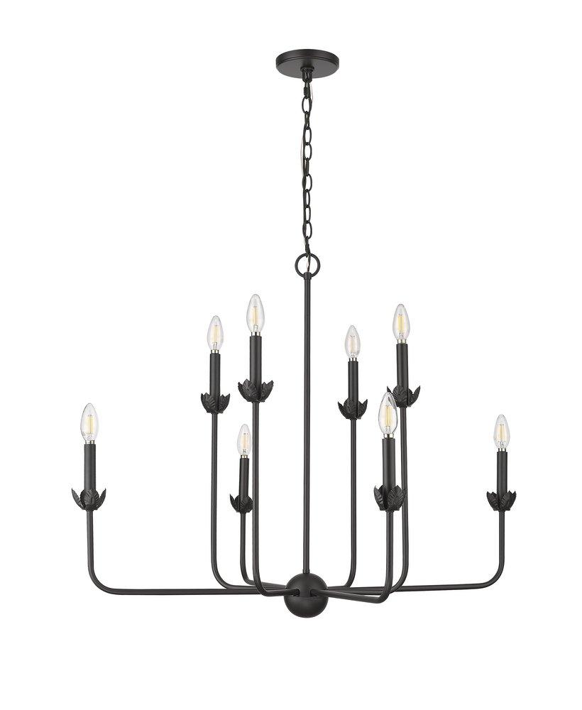 8-Light Chandelier Ceiling Light in Matte Black 