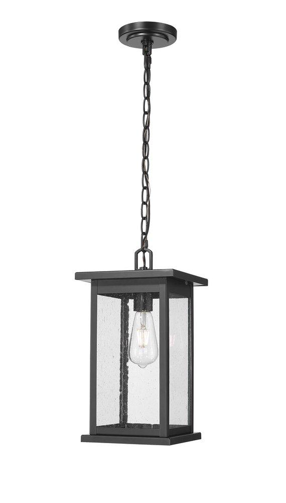 1-Light Outdoor Hanging Lantern Powder Coated Black 