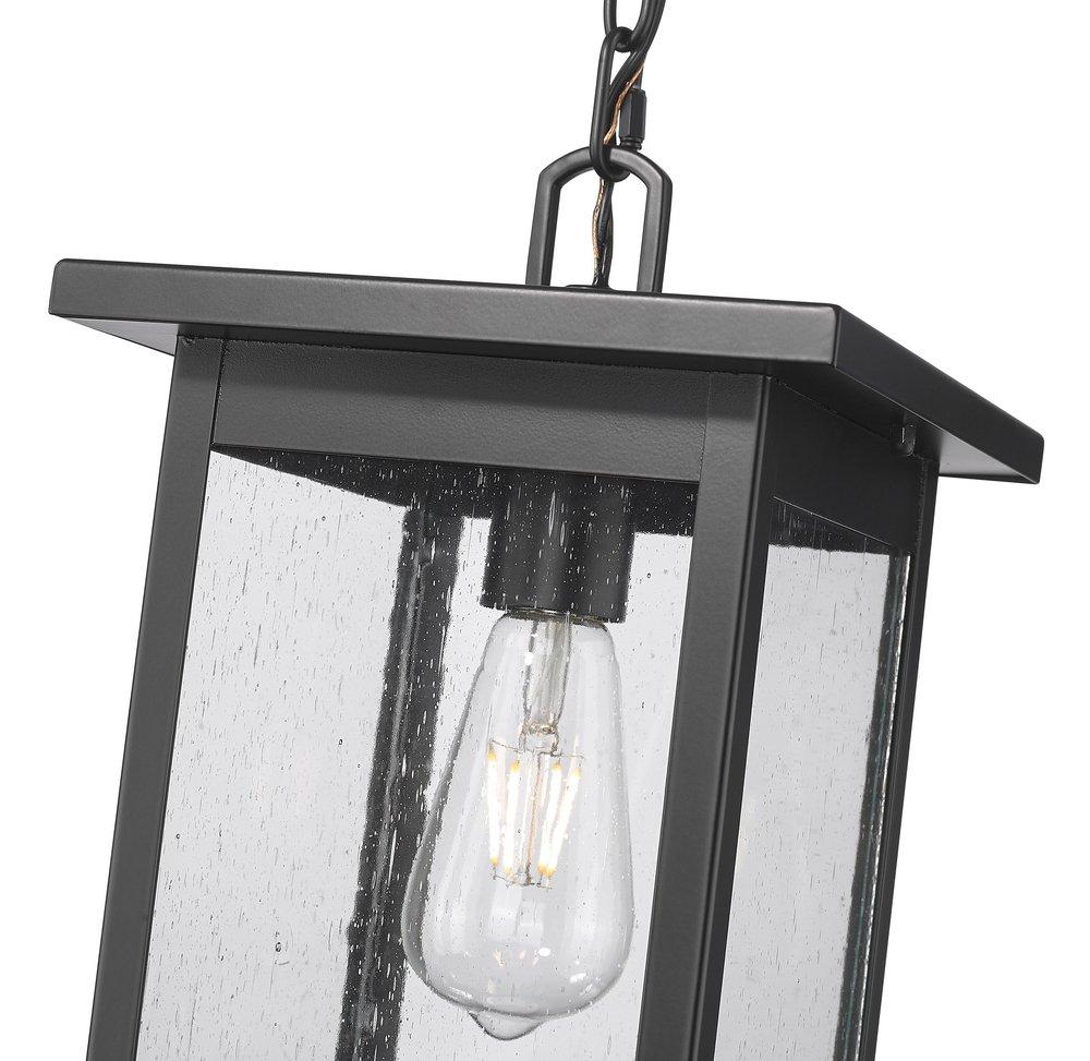 1-Light Outdoor Hanging Lantern Powder Coated Black 
