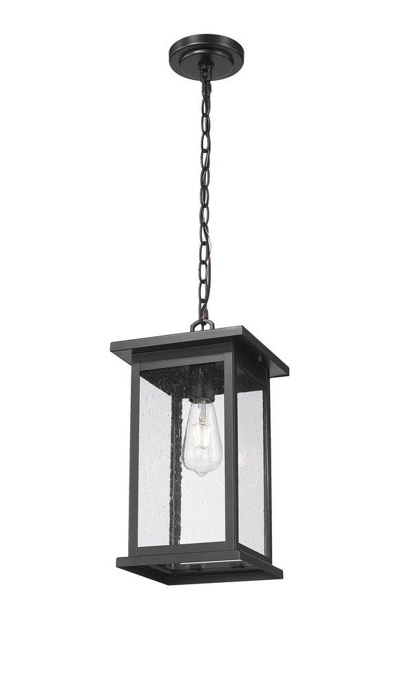 1-Light Outdoor Hanging Lantern Powder Coated Black 