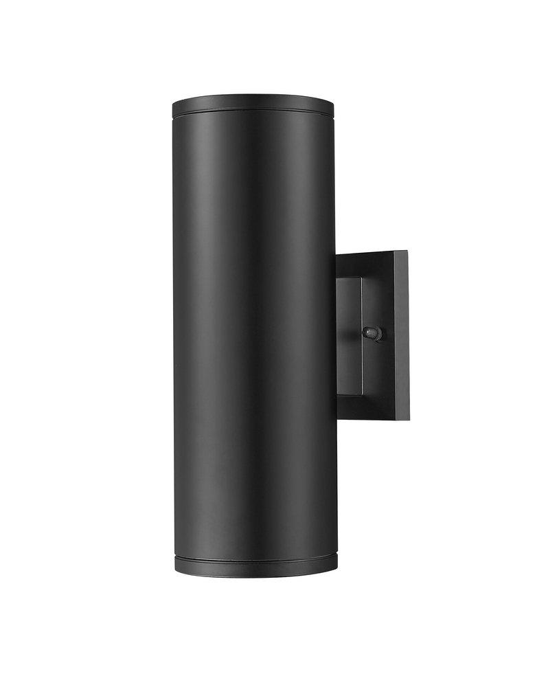120W Incandescent 2-Light 12.75in. Outdoor Wall Sconce in Black / Frosted Glass 